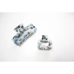 Marble Claw Clip with Blue & Brown Speck Swirls • Limited Edition Drop ♡💙🤎