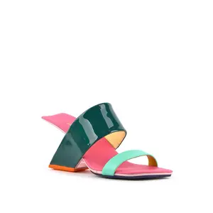 United Nude Loop Hi Mules - Colorblock Design with Patent Finish and Comfortable Fit for Everyday Wear