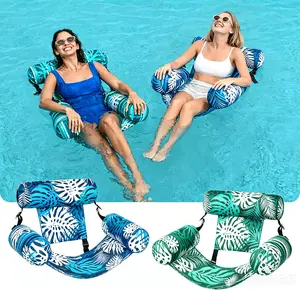 Foldable Portable Inflatable Pool Floats, Adult Blow Up Floating Lounge Chair, Heavy Duty Water Float for Backyard Pool Beach Camping