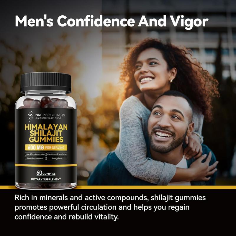 Himalayan Shilajit Gummies for Men & Women - 600mg, Non-GMO, Gluten-Free, Sugar-Free Shilajit Gummies with Fiber, for Energy, Immunity & Stamina - 60 Count