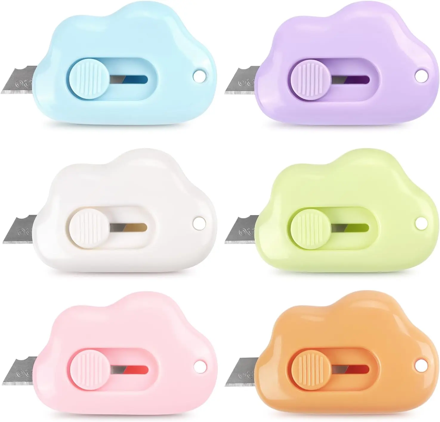Box Cutter Letter Opener Envelope Slitter Utility Retractable Art Knives, Package Opener Envelope Mail Letter Box Cloud Shaped Carton Portable Cutter with Key Chain Hole