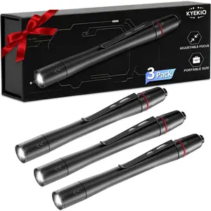 3Pack Pen Flashlight, Pen Light Flashlights High Lumens, Small LED Flashlight, Adjustable Tactical Flash Light, Waterproof Pocket Flashlights with Clip, Aluminum Mini Lights for Inspection Emergency