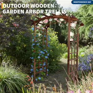 Wooden Garden Arbor 85" H × 24" W, 24.9 lb Fir Wood Arch Trellis for Climbing Plants, Wedding, Patio & Backyard Decor