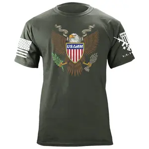 Men's Original Great Seal Eagle USAMM Cotton Casual T-Shirt, Menswear Ring-Accent Top