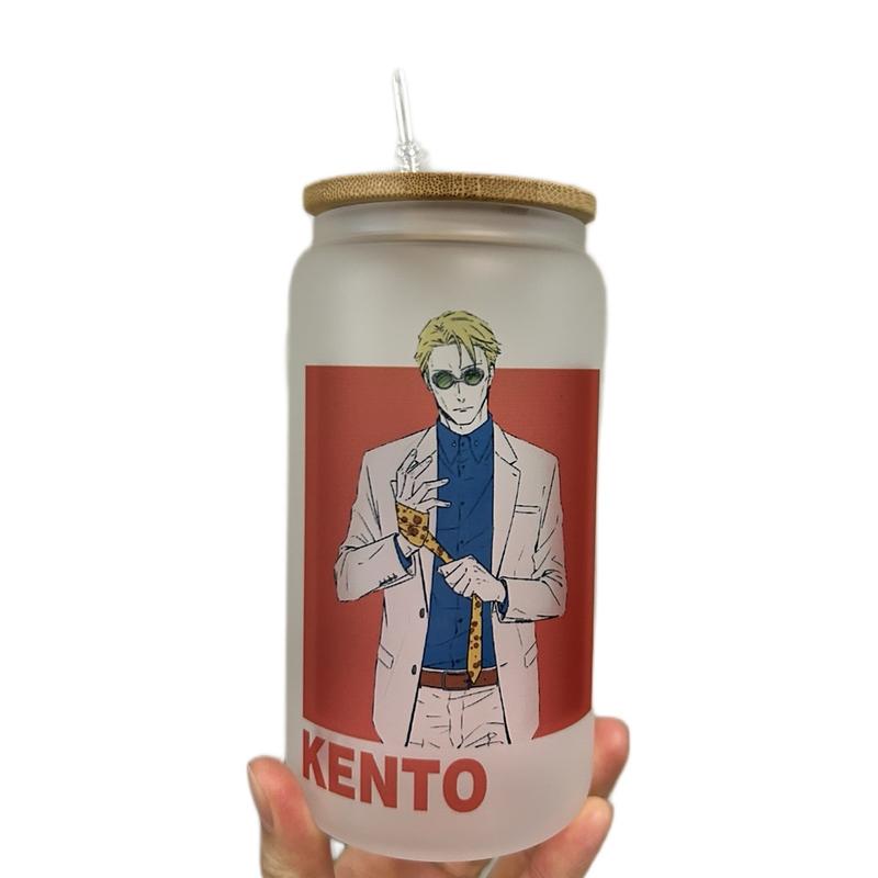 Nanami kento jjk Glass Cup - Perfect for Your Drinks - Drinkware, Bottles Bamboo Lid Tumblers Mug Stylish aesthetic cups Reusable Portable Washable