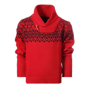 Gioberti Boy's 100% Cotton Pullover Knitted Sweater with Toggle Button Closure, Red, Size 5