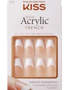Kiss Salon Acrylic French TIPS PRESS ONS 28 Count Medium Length Tapered (KSA16)