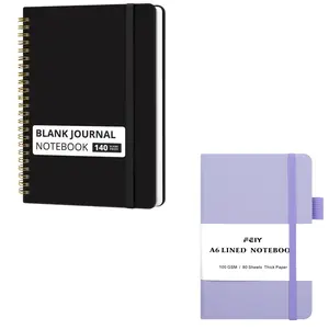 2-Piece Set Spiral Notebook (140 Pages, A5 Size) + Lined Notebook (160 Pages, 100gsm), Ideal for Work, Study, Sketching, Gift