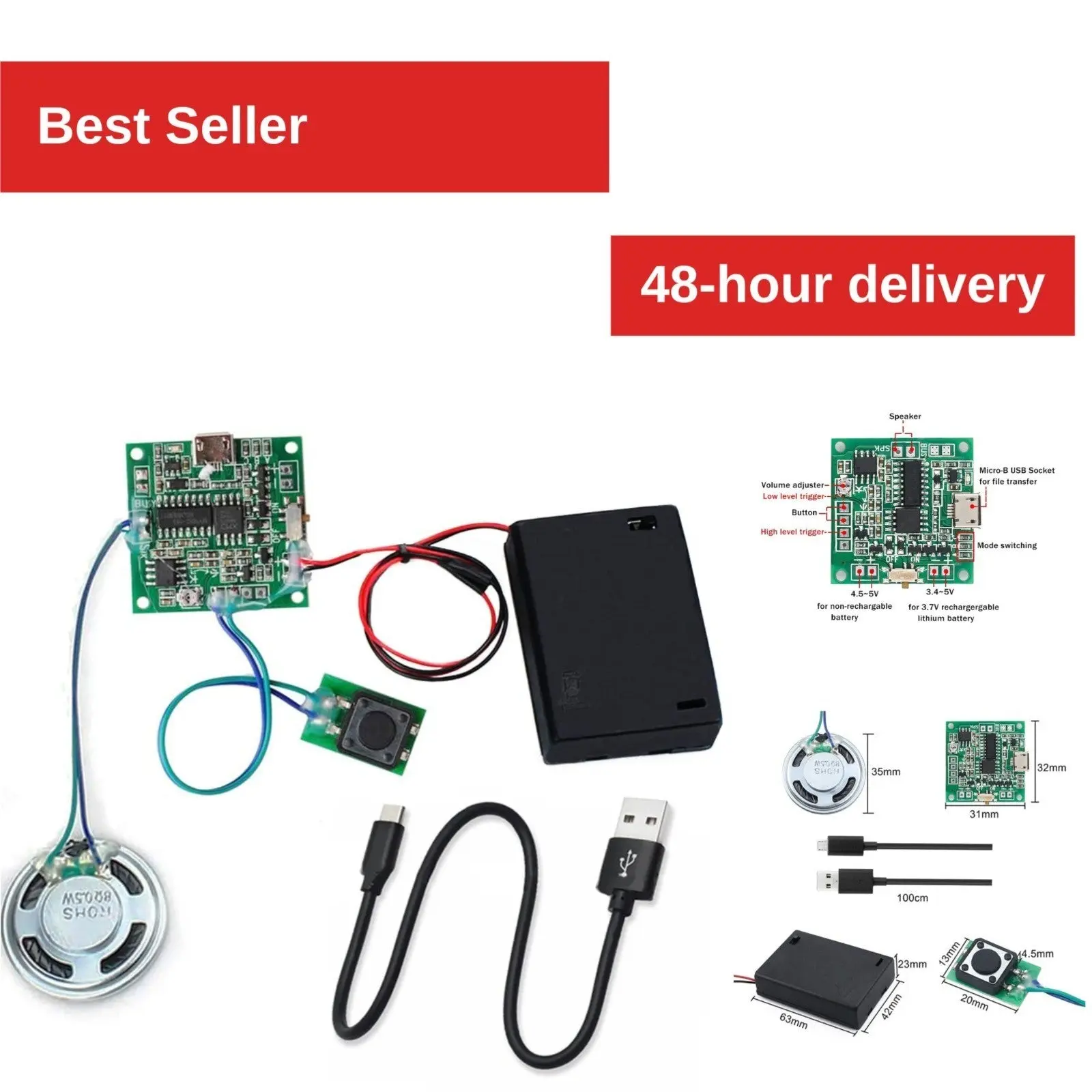 Stemedu 8MB Audio Recording Module with Button Control for MP3 Playback