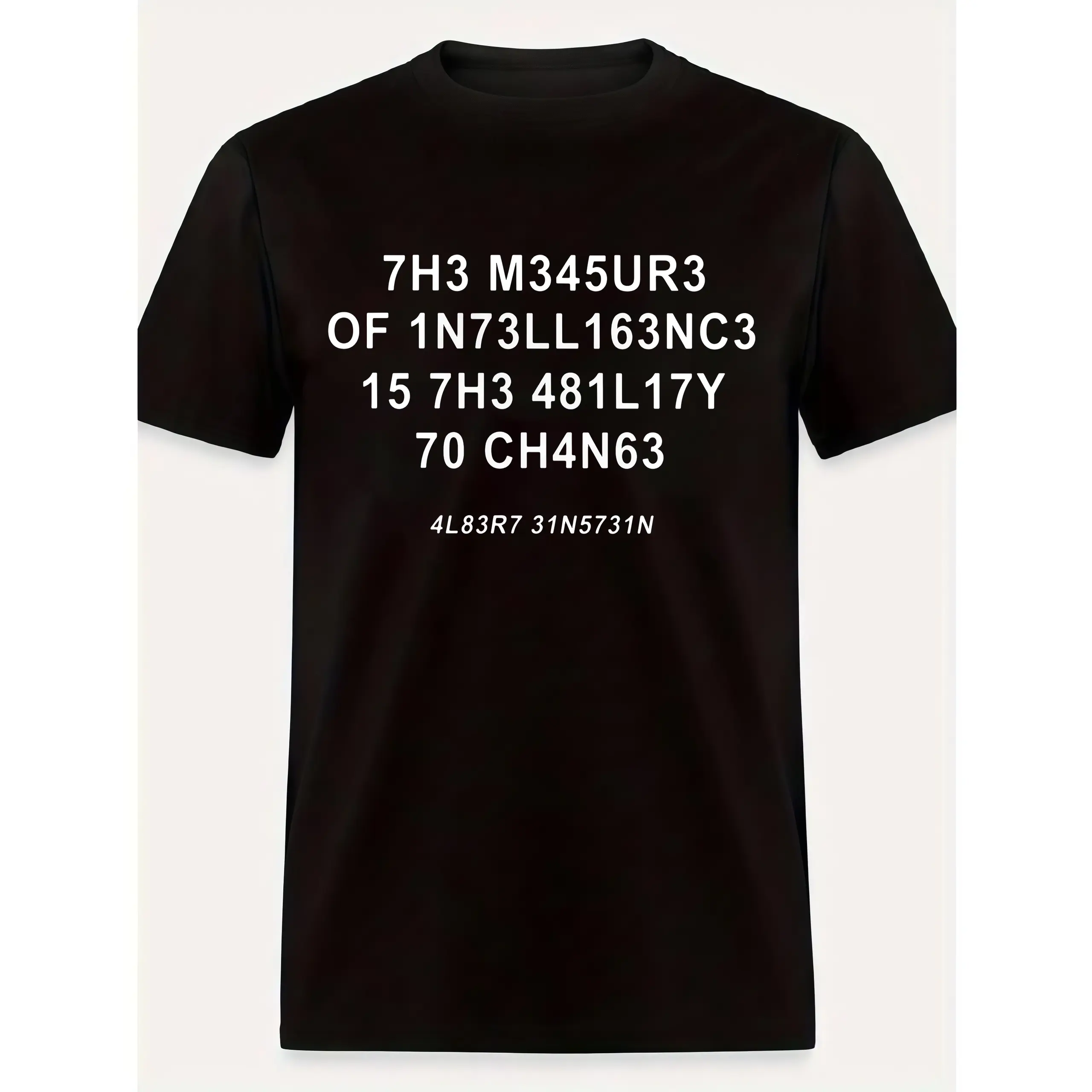 T-shirt Humorous "7h3 M34ur3 157h 0717" Pattern Men's T-shirt - Casual Black Short sleeved Cotton T-shirt