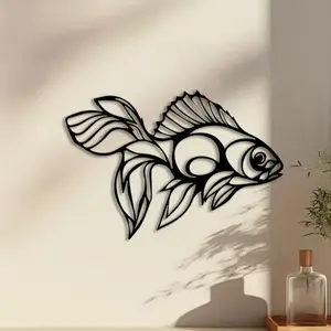 1pc Fish Metal Wall Art, Fish Statue Mural, Perfect for Ocean Wall, Summer Decor, Ideal Gift for Fishermen, Powder-Coated Metal