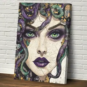 1 Piece Framed Medusa Canvas Wall Art - Greek Mythology Print, Goddess Energy Home Decor Suitable for Living Room, Bedroom, Office - Colorful Mysterious Creature Art, Classical Style Classic Piece, Perfect Room Decoration