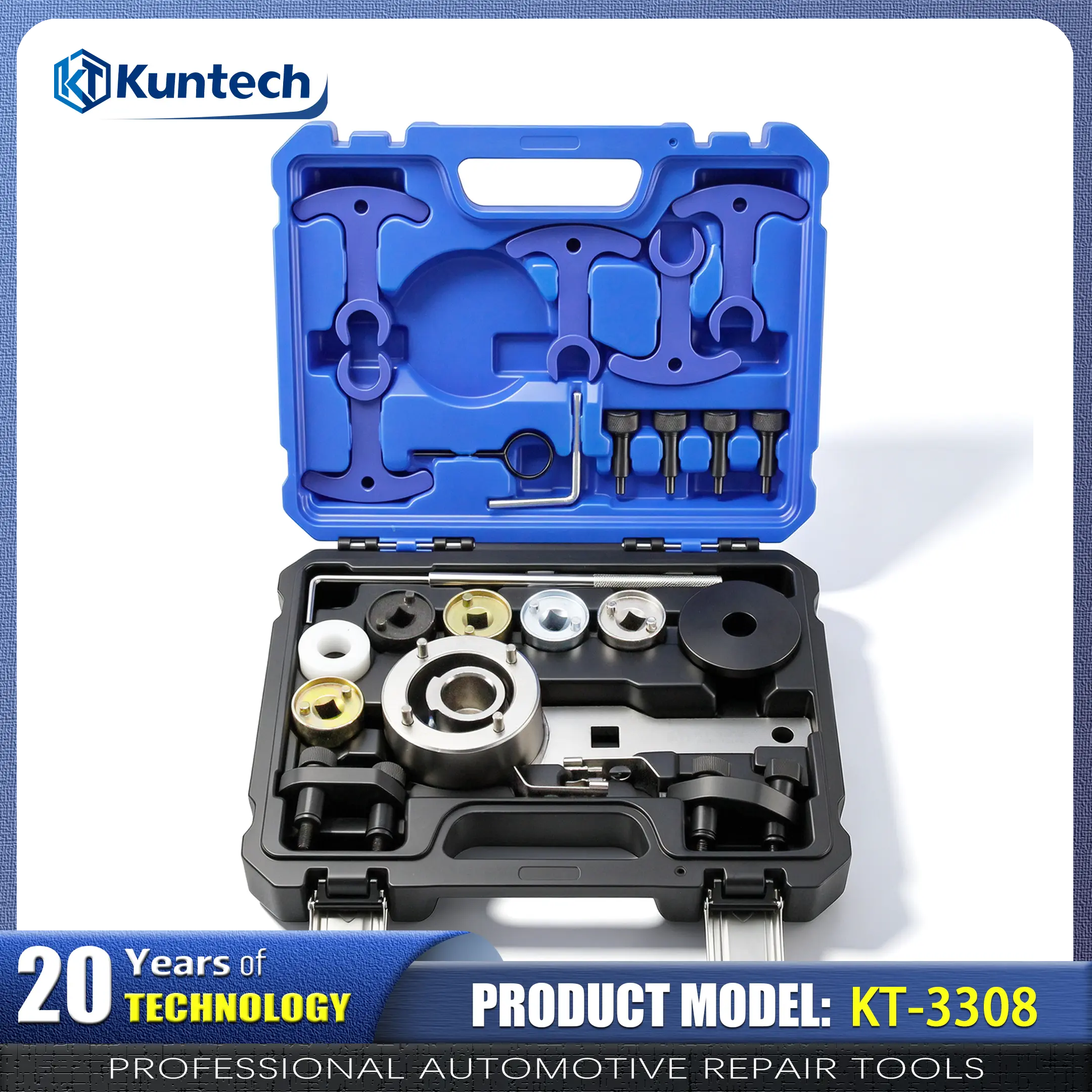 Kuntech KT-3308 EA888 Series Timing Tool Set for Volkswagen, Audi, Skoda 1.8T/2.0T Turbo Engines (Gen2/Gen3), 3rd Gen Special Camshaft Socket, Raised Wrench, Full Cam Locking Fixture Kit with Wide Vehicle Compatibility, Seat Installation Support