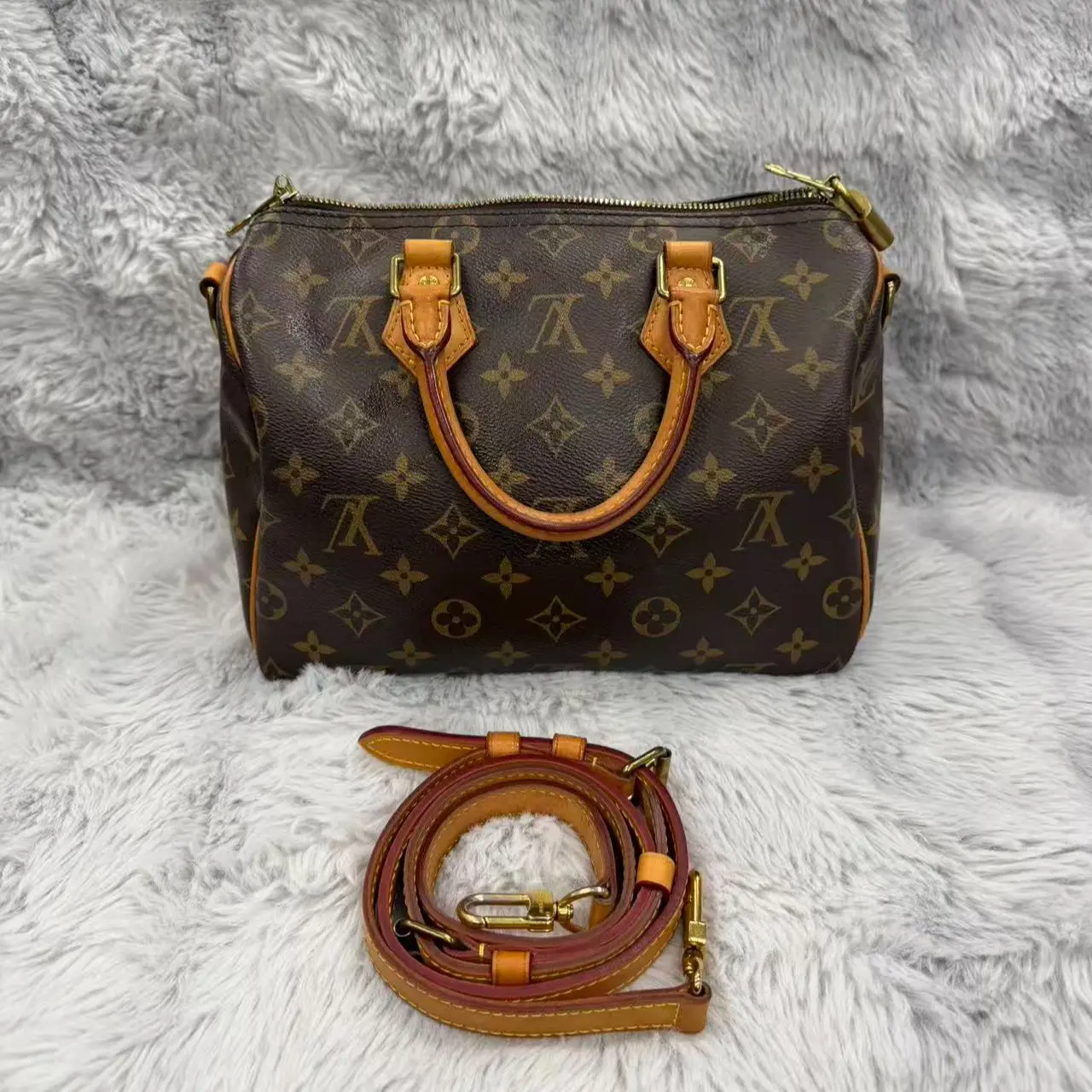 Pre-owned Louis Vuitton pvc Crossbody Bags Speedy 25 with strap xiaotang20260308213
