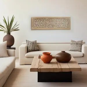 Wooden Floral Hand Carved Mandala Rectanguler Wall Decor Accent-20X63"