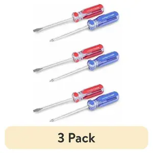 (3 pack) Hyper Tough 2-Piece Acetate Handle Mini Pocket Screwdriver, 4 1/2-inch Screwdriver Set