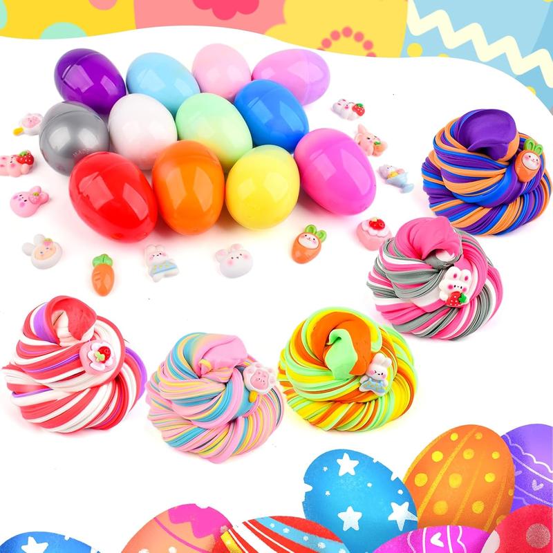 12 Pack Easter Egg Slime Kit for Kids – Stretchy Scented Colorful Slime, Prefilled Easter Eggs for Egg Hunt, Easter Basket Stuffers, Party Favors & Holiday Gifts