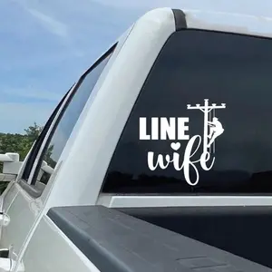 Line Wife Decal Lineman Climbing Electrical Pole Silhouette Premium Weatherproof Vinyl Sticker for Line Families Easy Application & Residue-Free Removal Perfect Gift for Lineman Supporters