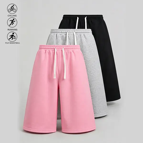 Men’s solid-color fashion sweatpants, men’s wide-leg loose casual pants, over-the-knee shorts, men’s seven-eighths (3/4) length pants, elastic drawstring waistband with adjustable fit, suitable for everyday wear. Suitable for spring, autumn, and winter.