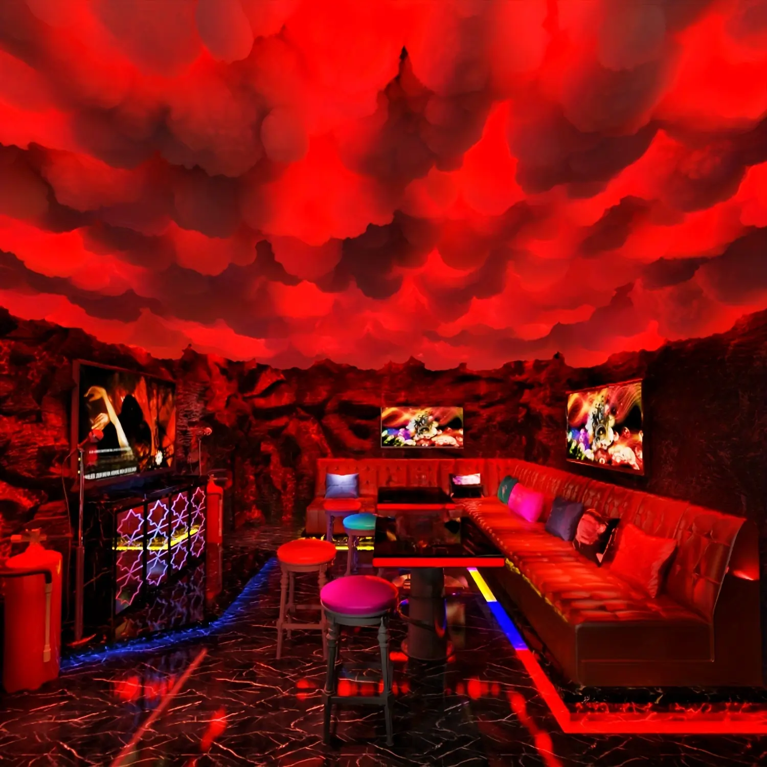 K-196.85-inch game cloud light, Game room DIY cloud light set, RGB color changing light, remote control, game room, Party hall, Party, DIY computer room -54