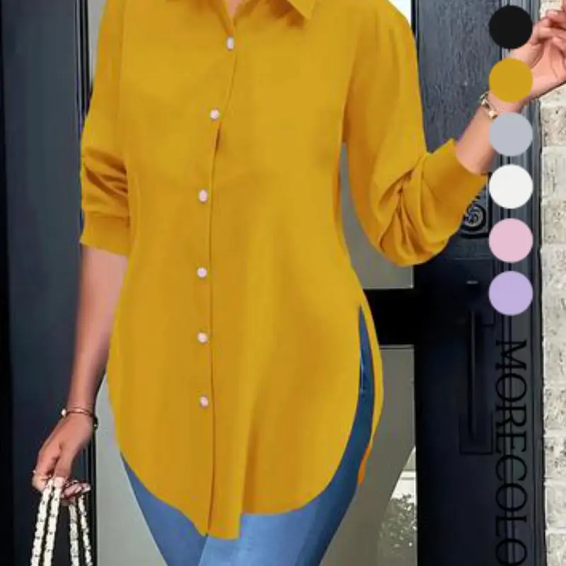 【Black Friday】Elegant Women's Long-Sleeve Shirt with a Fitted Silhouette and Midweight Fabric, Casual Fitted Blouse for Spring & Fall