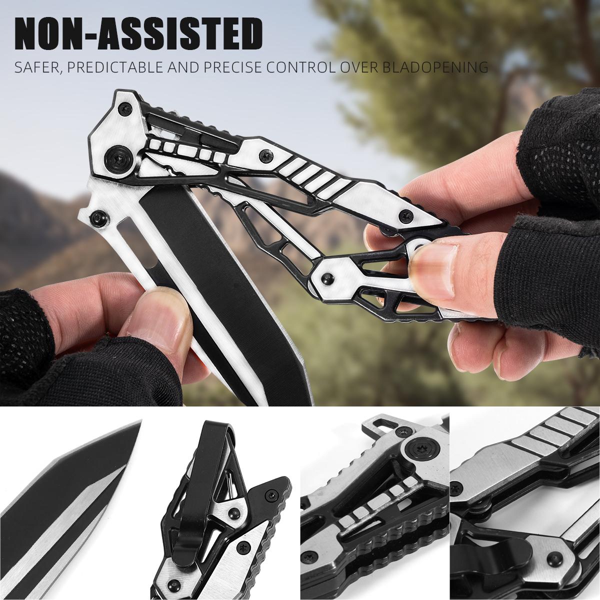 Mechanical Style Tactical Folding Pocket Knife, EDC Outdoor Tool for Camping Hiking