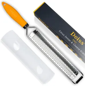 Citrus Lemon Zester & Cheese Grater — Parmesan Cheese, Lemon, Ginger, Garlic, Nutmeg, Chocolate, Vegetables, Fruits - Razor-Sharp Stainless Steel Blade + Protect Cover - Dishwasher Safe