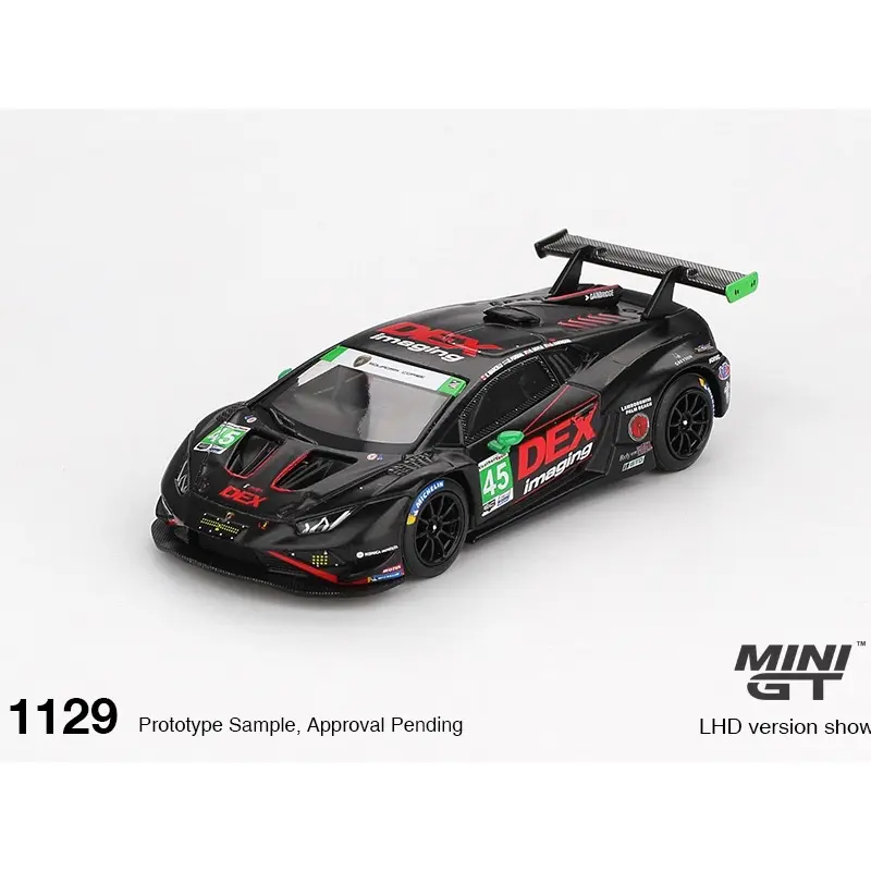 Mini GT 1:64 Scale Diecast Lamborghini Huracán GT3 EVO2 #45 DEX Imaging 2024 IMSA Daytona 24 Hrs Mini Car Model, Accurate Detailing, Sleek Design, Racing Collectible, Must-Have for Fans, Ideal Gift for Enthusiasts