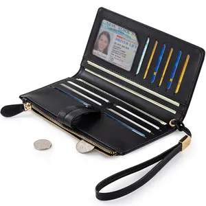 Women's Vintage PU Leather Long Wallet with Wristband,Anti Theft Wallet with Zipper Pocket,Multi-card Slot Long Clutch PurseRFID Blocking Long Wallet for Daily Use,Christmas Gift,Ideal Gift,
