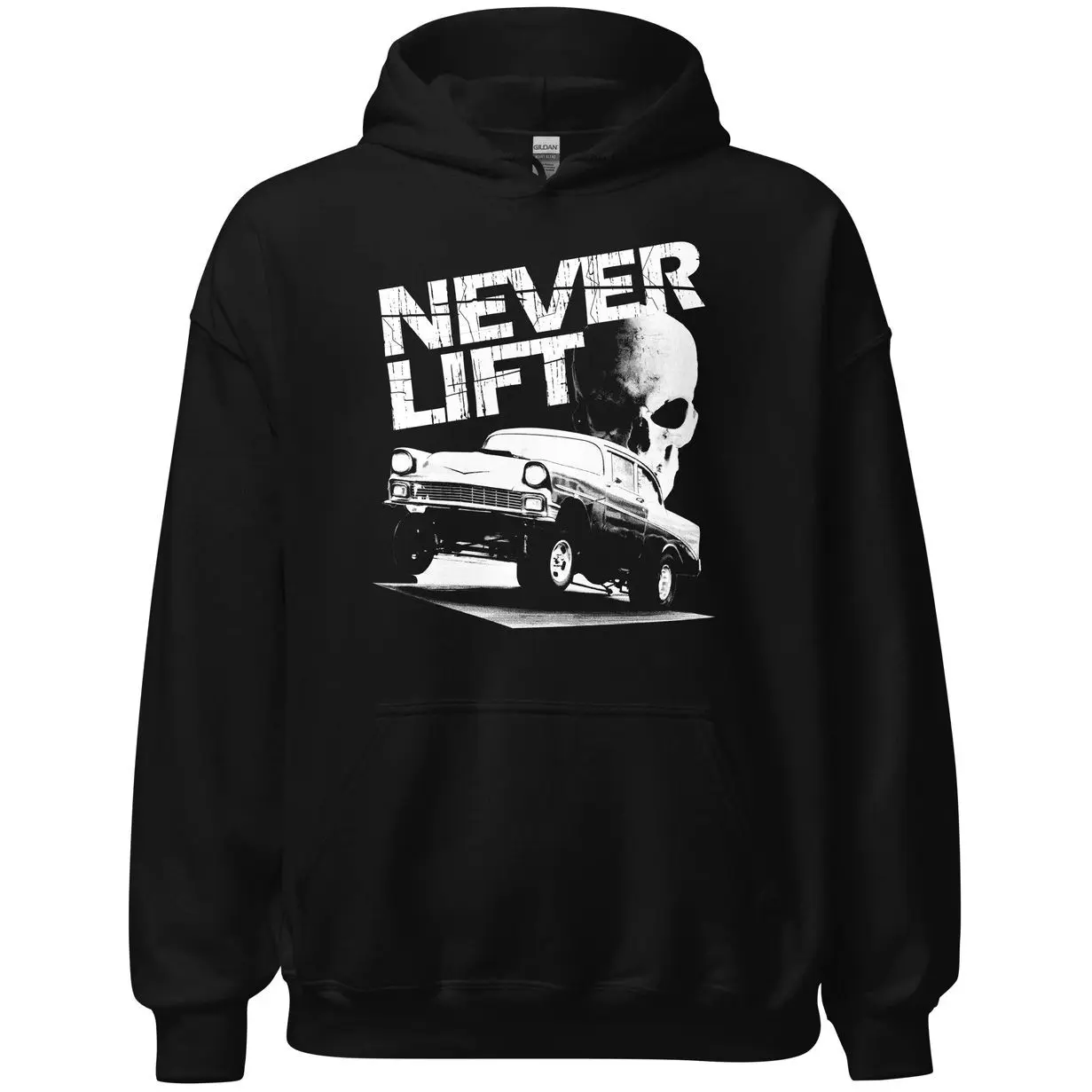 1955 Chevy Gasser and Skull graphic T-Shirt Sweatshirt Hoodie, Car Enthusiast and Fans Gift Tee