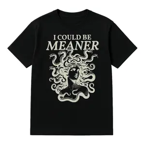 Unisex "I Could Be Meaner" Medusa Gorgon Graphic T-Shirt, Greek Mythology Sarcastic Casual Top, Aesthetic Weirdcore Alt Clothing, Funny Adult Humor Gag Tee, Perfect for Daily Wear & Edgy Street Style
