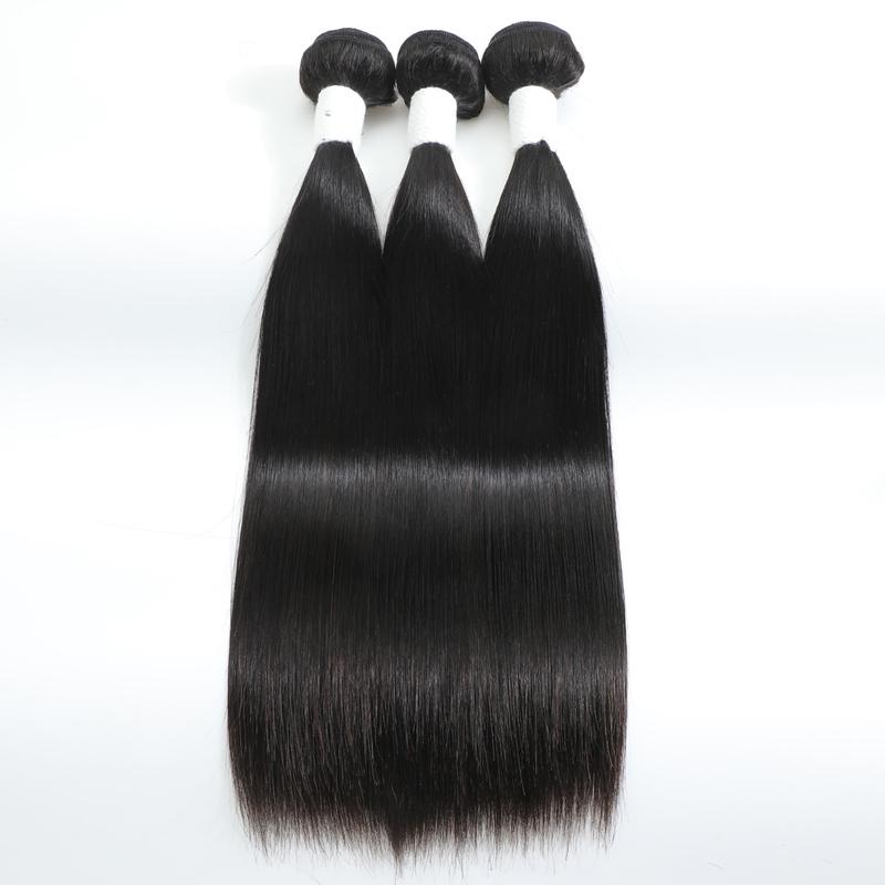 CindiRiver 100% Raw Virgin Human Hair Bundles Straight Brazilian Unprocessed Straight Hair Weave Quick Weave Extensions  Natural Black for Woman  Sew in/ Glue in 100g/piece