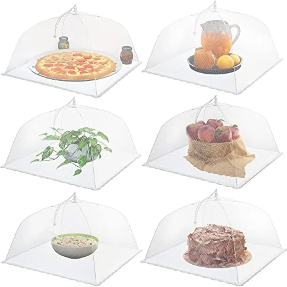 6pcs Foldable Mesh Pop-Up Food Covers Set - Reusable, Washable, Dustproof, Lightweight, Portable Indoor Kitchen Cooking Accessories for Outdoor Picnics, Camping