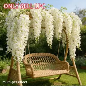30pcs Artificial White Wisteria Simulation Flowers, Artificial Flowers For Outside - White and Green Flowers, Durable Plastic/All-Weather Hanging Ivy, Suitable for Wedding Decoration Arches, Gardens, Terraces - Maintenance-Free Fake Wi