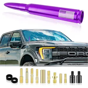 New Upgrade Upgrade American Flag Car Bullet Antenna,Truck Exterior Accessories Antenna Toppers Compatible with GMC,Chevy Silverado,Dodge,Ford,Jeep Antenna Replacement (Premium Purple - U.S. Flag)