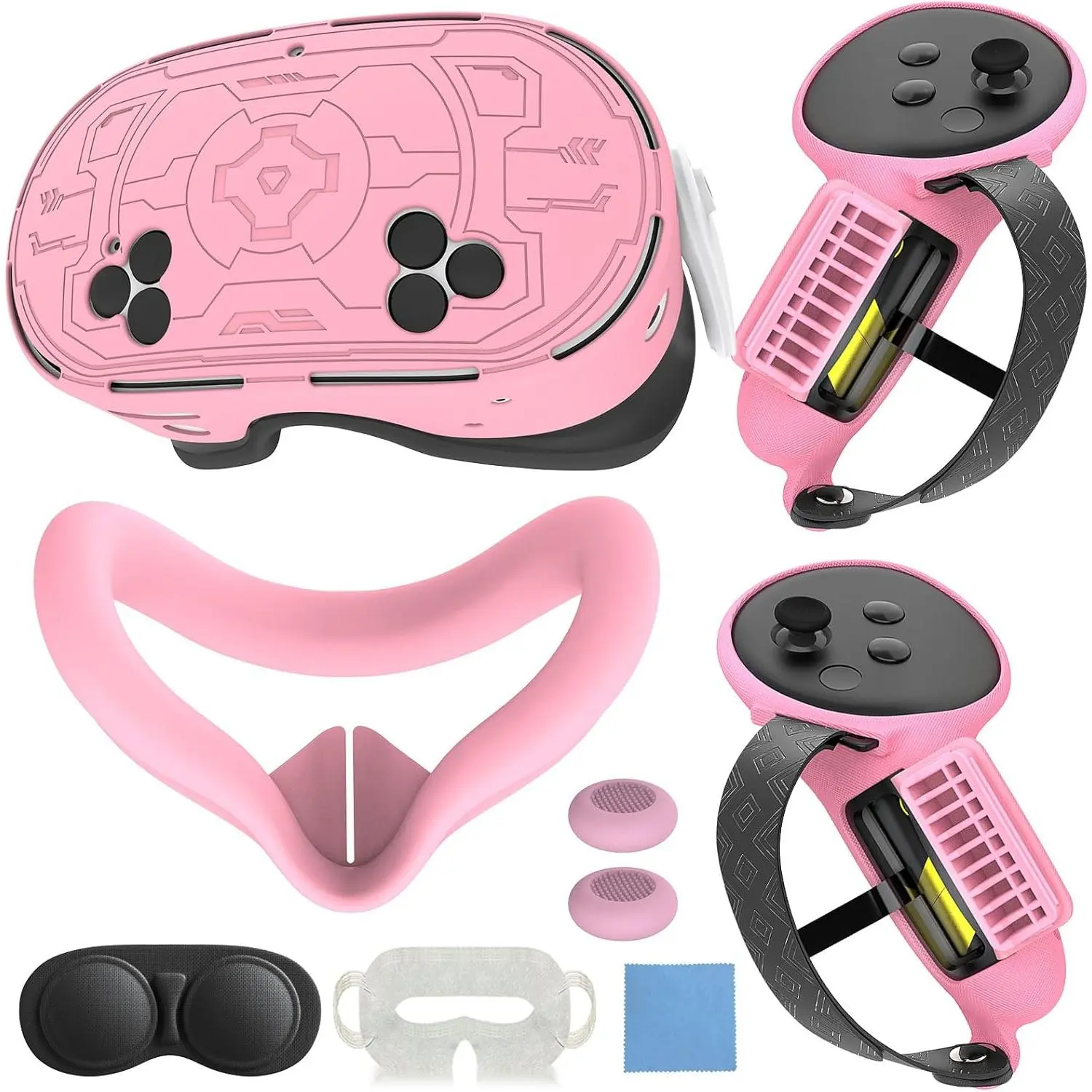 7-in-1 Protective  Cover Set Compatible with Meta Quest 3s Accessories, Included Upgrade  Opening Controller Grips,   Cover and TPU Hard Shell Cover_(TPU-)