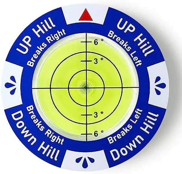 UP Hill Golf Ball Marker Round Mark with Level Function Green Metal Ball Position Marker for Golf Equipment 1.37 x 1.38 x 0.27 inches