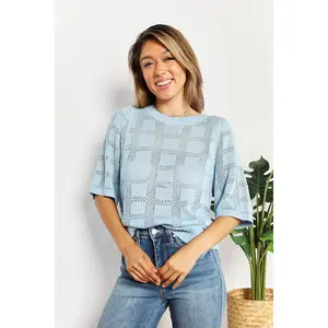 Mandy Ribbed Trim Round Neck Knit Top