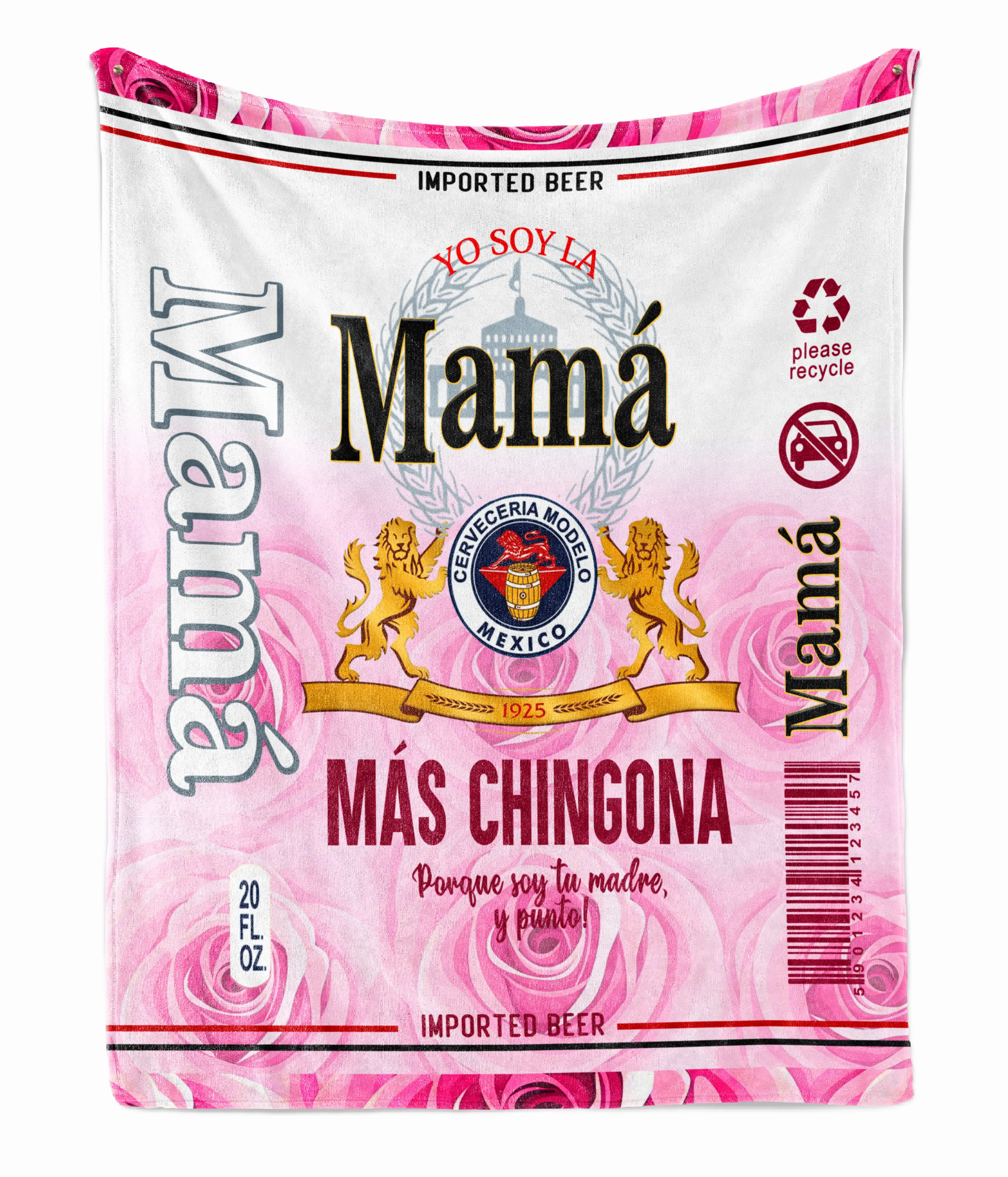 M0delo Especial Beer La Mamá Más Chingon Cozy Fleece Sherpa Blanket, Dia De Las Madres UltraSoft Micro Fleece Blanket, Mother’s Day Gift, Yo Soy La M