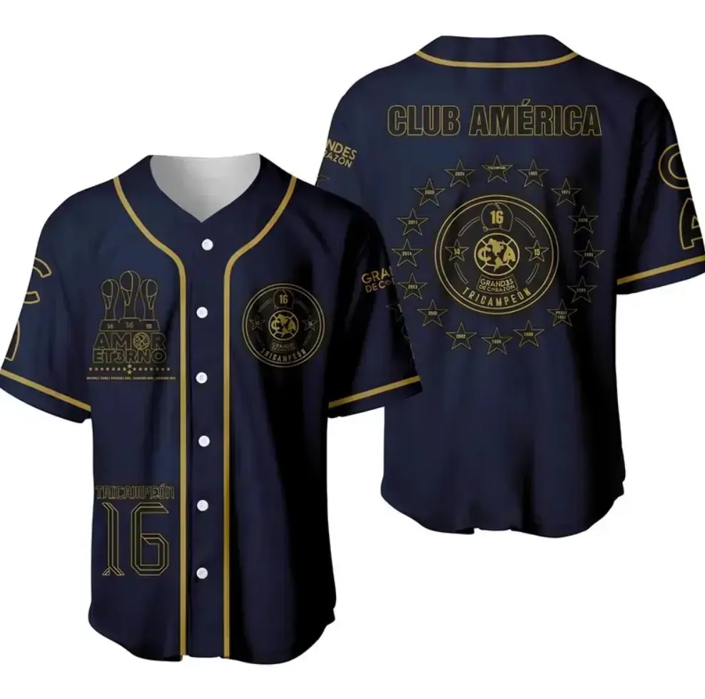 2026 Club América Campeón Baseball Jersey, Liga MX Championship Button-Up Fan Shirt, Baseball Style Sports Jersey
