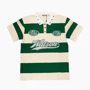 SHORT SLEEVE RUGBY POLO (CREAM/GREEN)