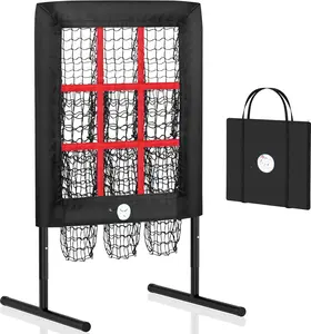 9 Hole Pitching Net with Strike Zone, Baseball Pitching Target, Softball Pitching Net, Protable and Adjustable Pitcher  Equipment with Throwing Pitching Target
