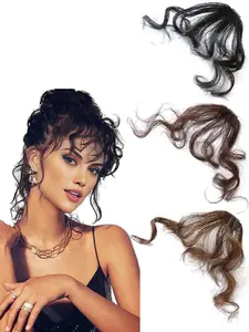 6-inch Curly Bang Clip-On Hairpiece Lightweight bangs, synthetic hair extension Large wave curls, long natural-looking curls at the forehead Women's hair accessory, Christmas gift Suitable for festive occasions and everyday use Fashionable wig