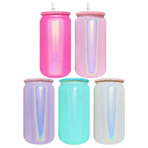 Custom choose your design shimmer glass cup with bling lid