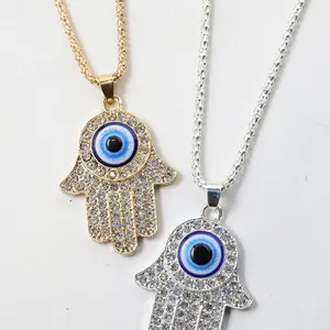 RHINESTONE HAMSA HAND NECKLACE