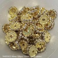 #55 Wave 15mm 100pcs Gold+White YH055015