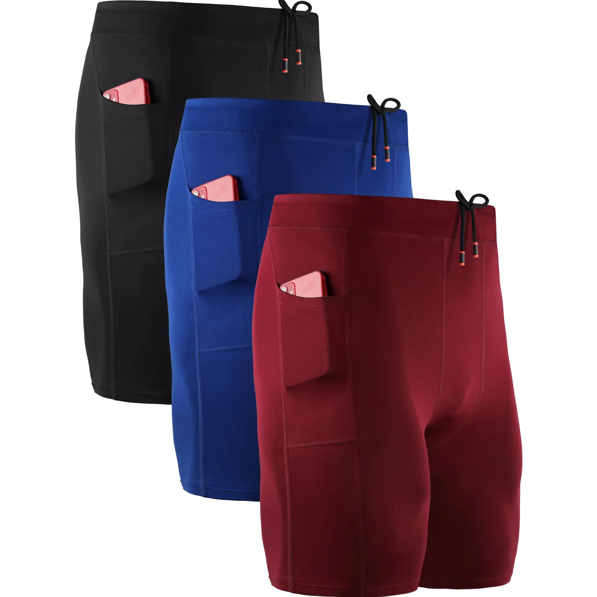 NELEUS Fitness Men's 3 Pack Running Compression Shorts With Pockets summerwins