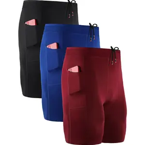 NELEUS Fitness Men's 3 Pack Running Compression Shorts With Pockets