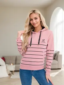 RED MARINE Women's Sweatshirt with Striped Letter Decoration - Trendy and Stylish Pullover for Casual Wear