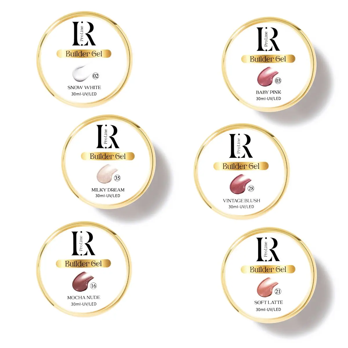 LR PRO LINE Builder Gel, 6 Piece Natural Collection Kit for a Flawless Manicure, Self-Leveling Formula with Clay & Nude Cosmetic Shades, Pack, Ballerina